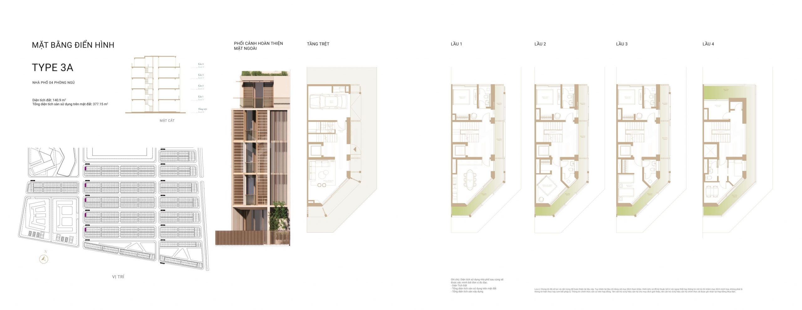Layout thiết kế nhà phố soho type 3a