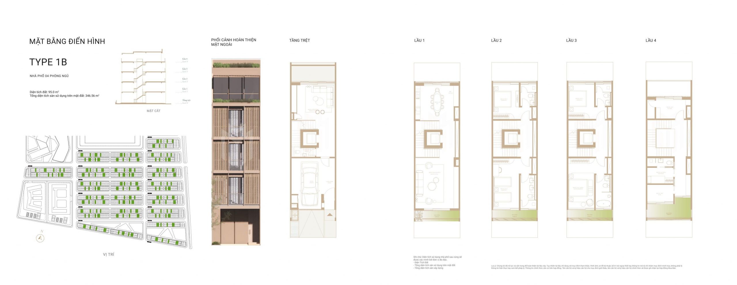 Layout thiết kế nhà phố soho type 1b