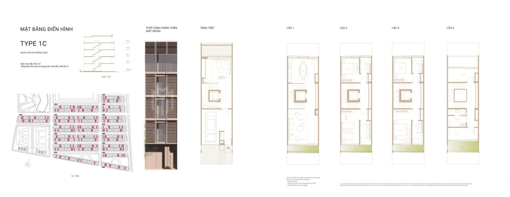 Layout thiết kế nhà phố soho type 1c