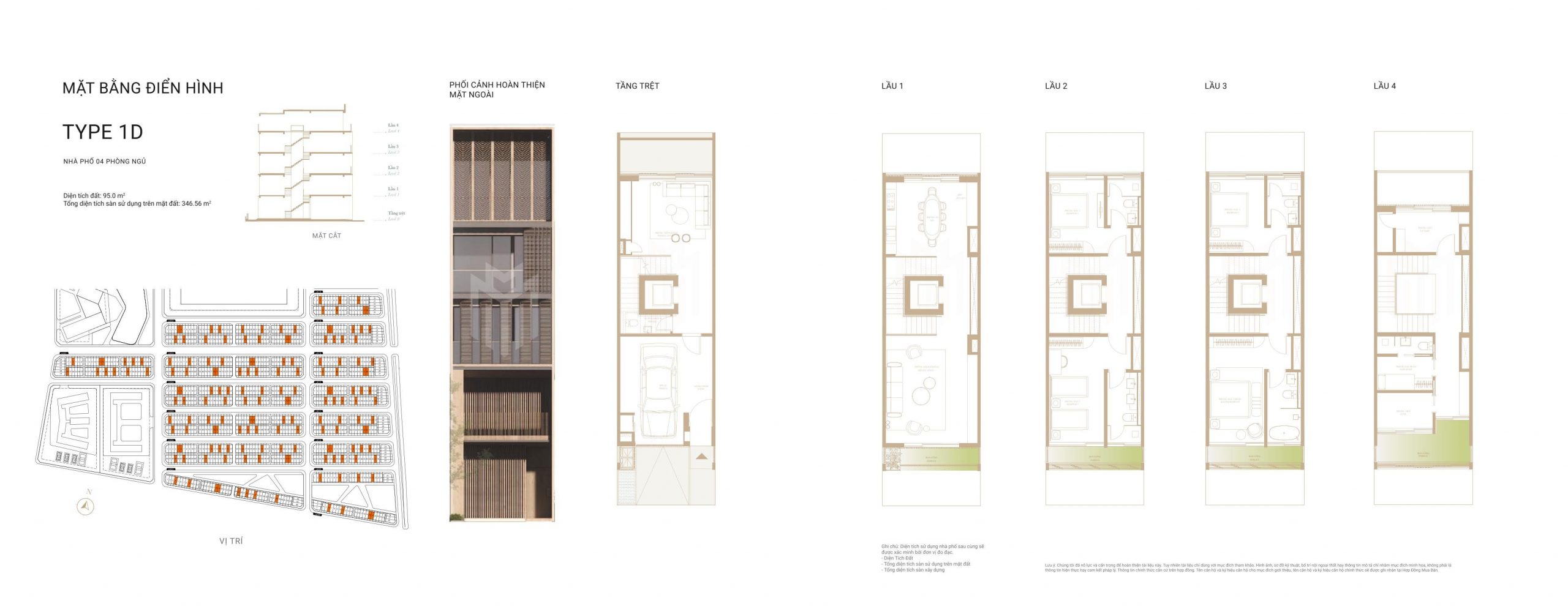 Layout thiết kế nhà phố soho type 1d