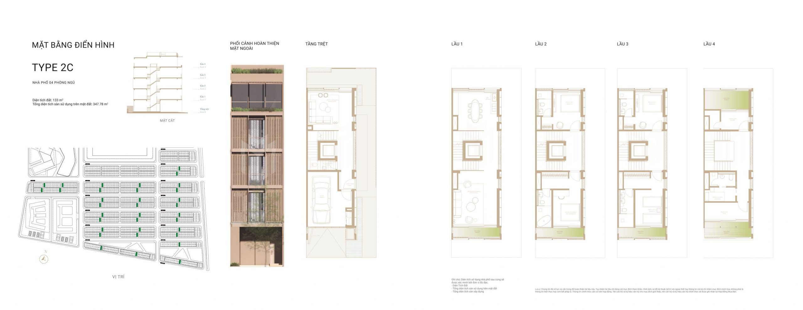 Layout thiết kế nhà phố soho type 2c
