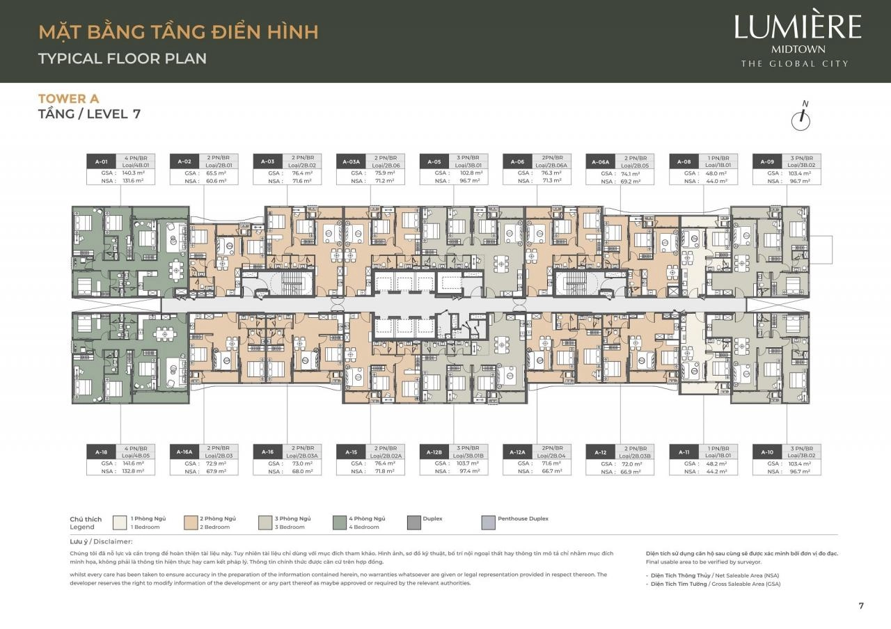 Mặt bằng căn hộ Lumiere Midtown tầng 7