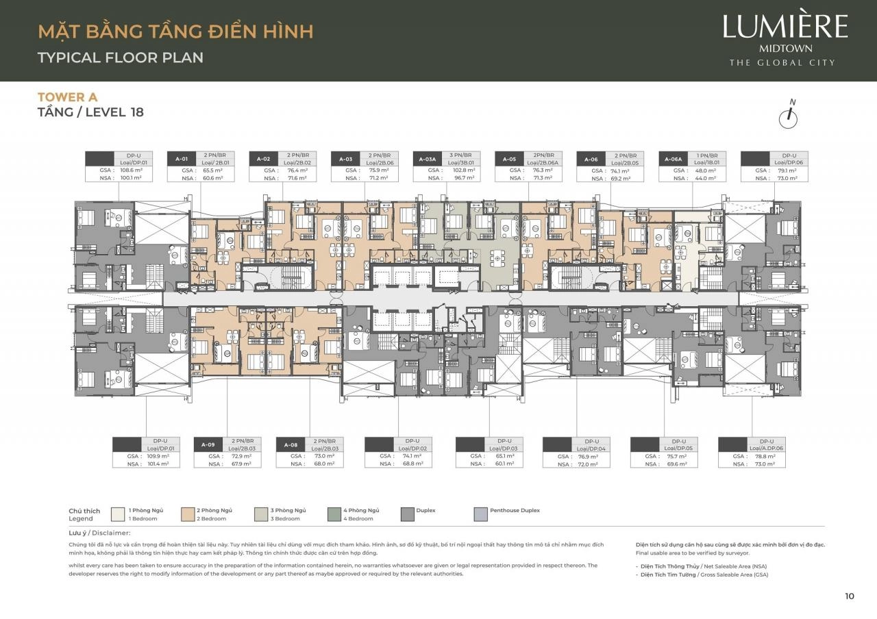 Mặt bằng căn hộ Lumiere Midtown tầng 18