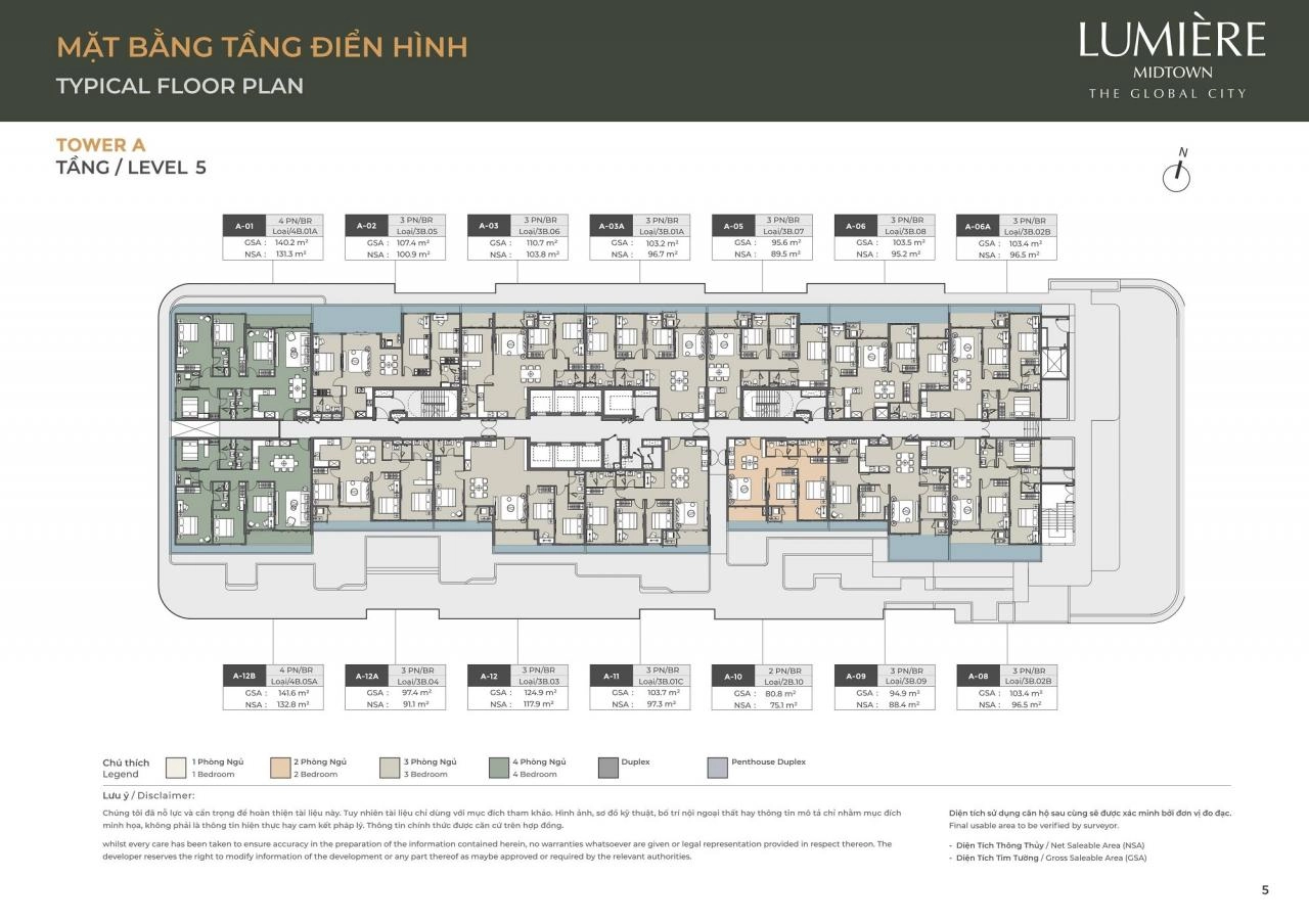 Mặt bằng & Layout căn hộ Lumiere Midtown - Block A