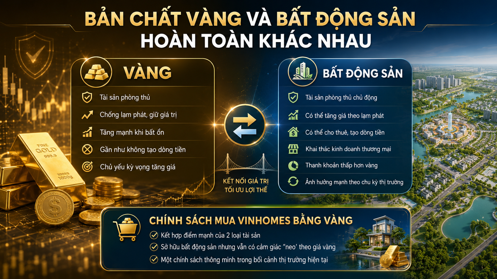 So sánh vàng và bất động sản Vinhomes