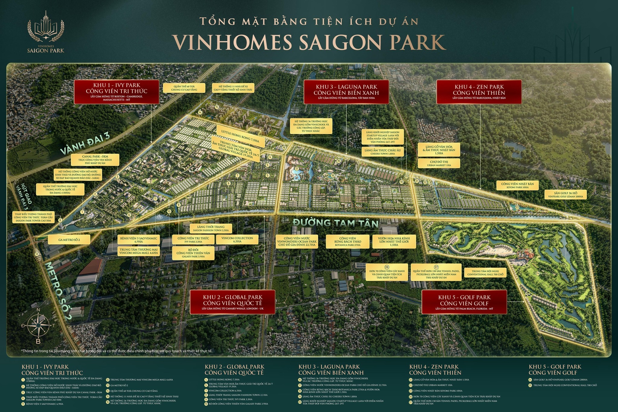 mặt bằng tiện tích tại Vinhomes SaiGon Park 