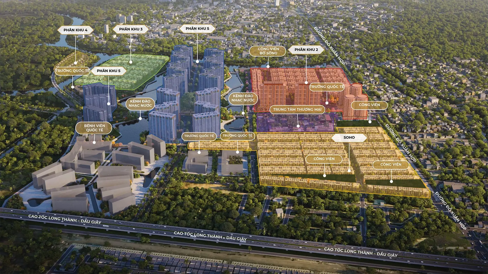 Các phân khu The Global City quy hoạch tổng thể