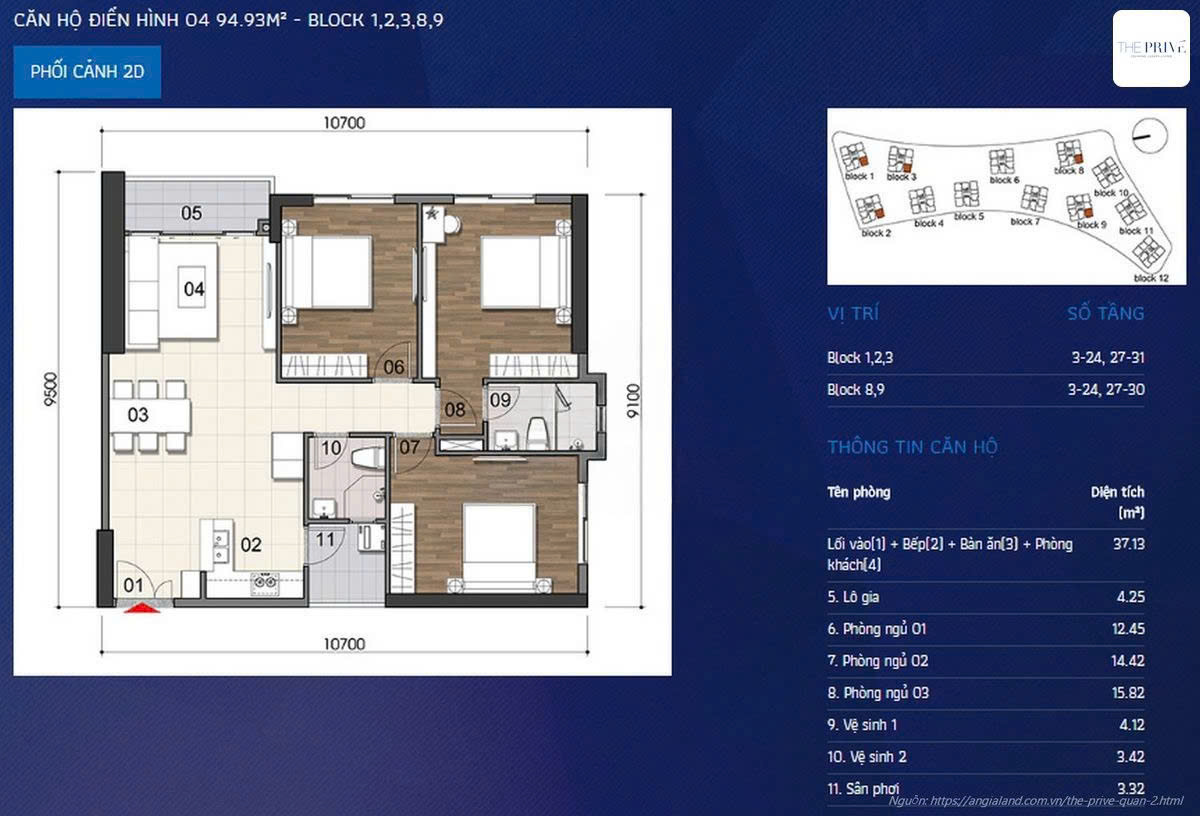 Thiết kế căn hộ 3PN The Privé