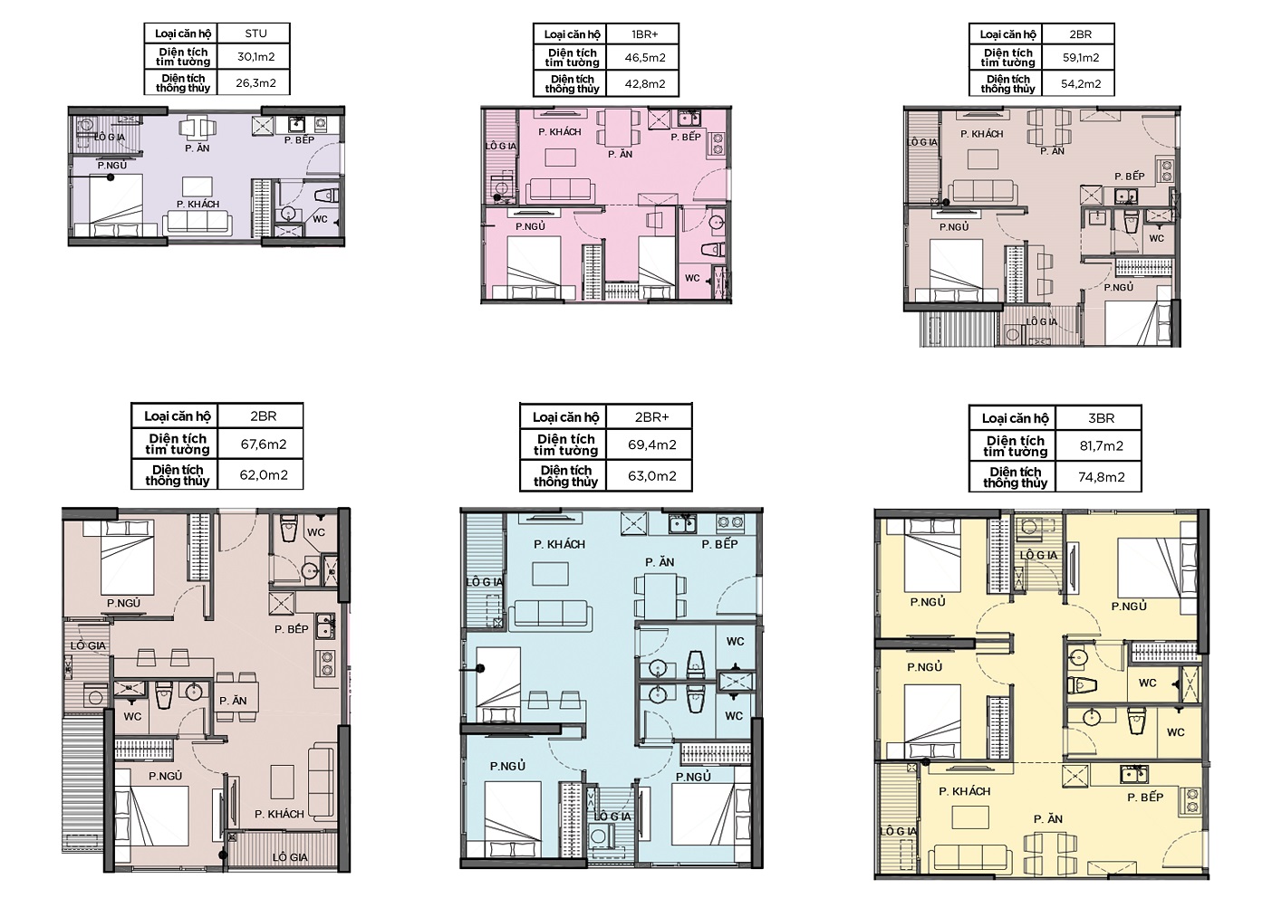 Layout thiết kế căn hộ The Rainbow