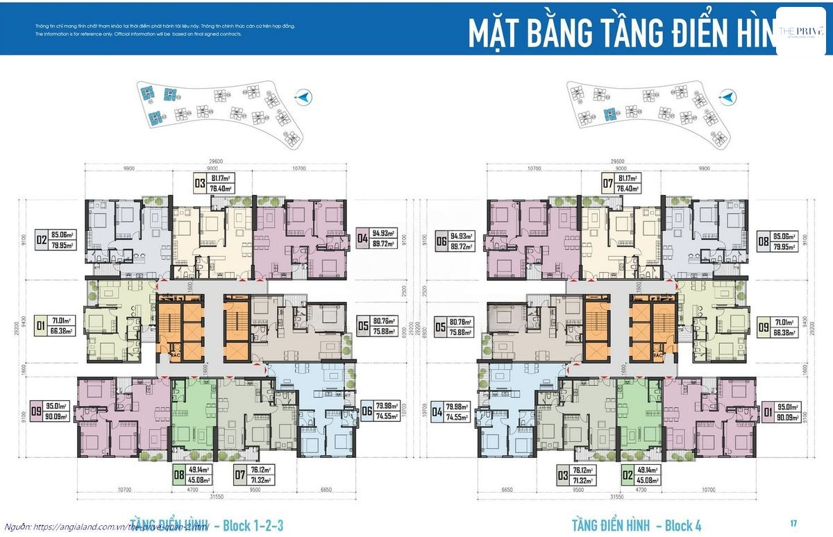 Mặt bằng căn hộ The Privé từ tầng 4 đến tầng 31