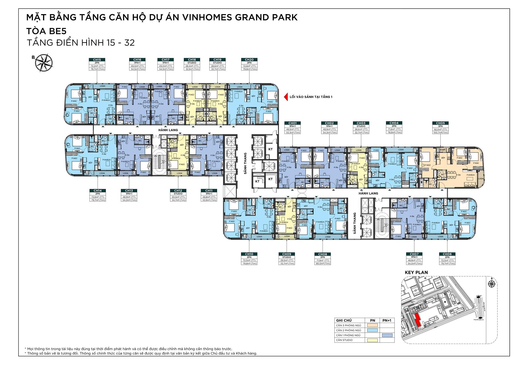 mặt bằng tầng 15-34 tòa BE5 The Beverly