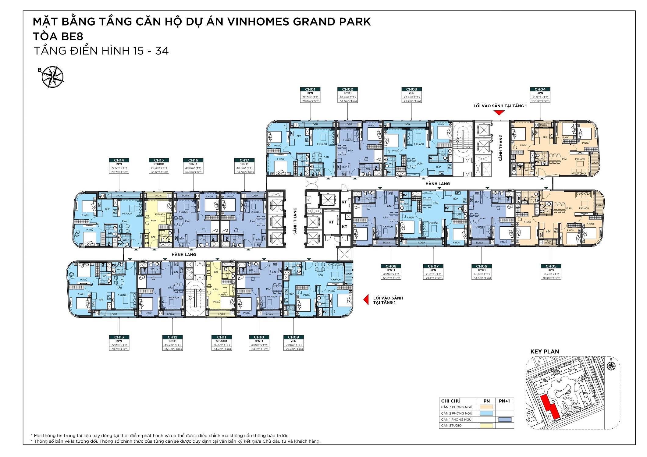 mặt bằng tầng 15-34 tòa BE8 The Beverly