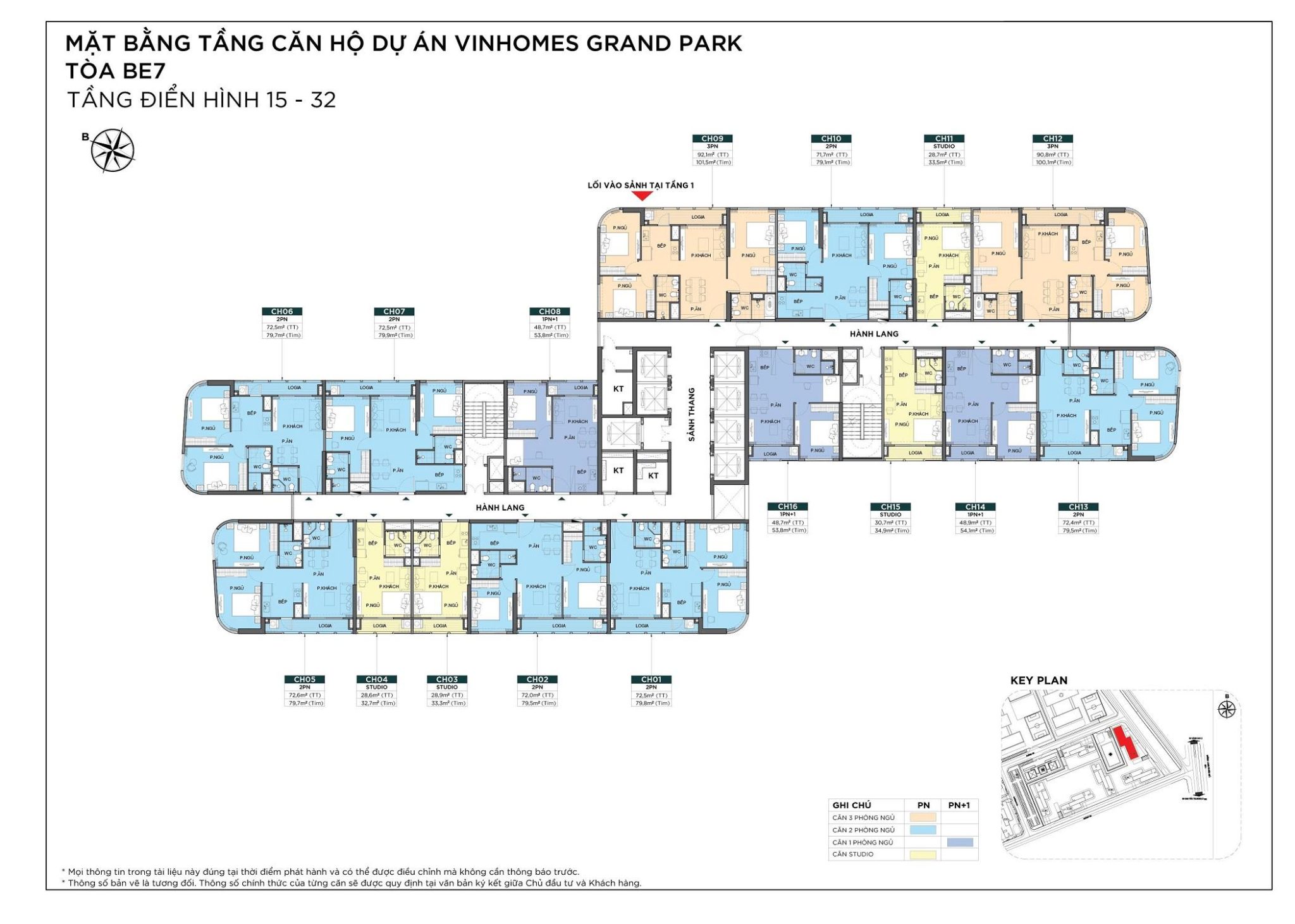 mặt bằng tầng 15-32 tòa BE7 The Beverly