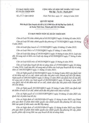 Quy hoạch 1/500 Vinhomes Hóc Môn