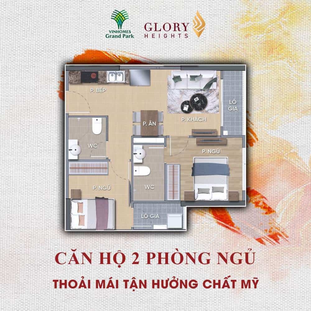 căn hộ 2PN glory height vinhomes grand park