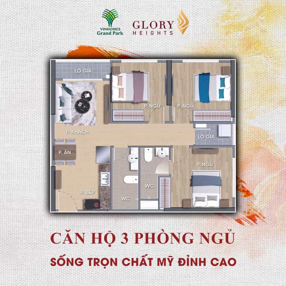 căn hộ 3PN glory height vinhomes grand park