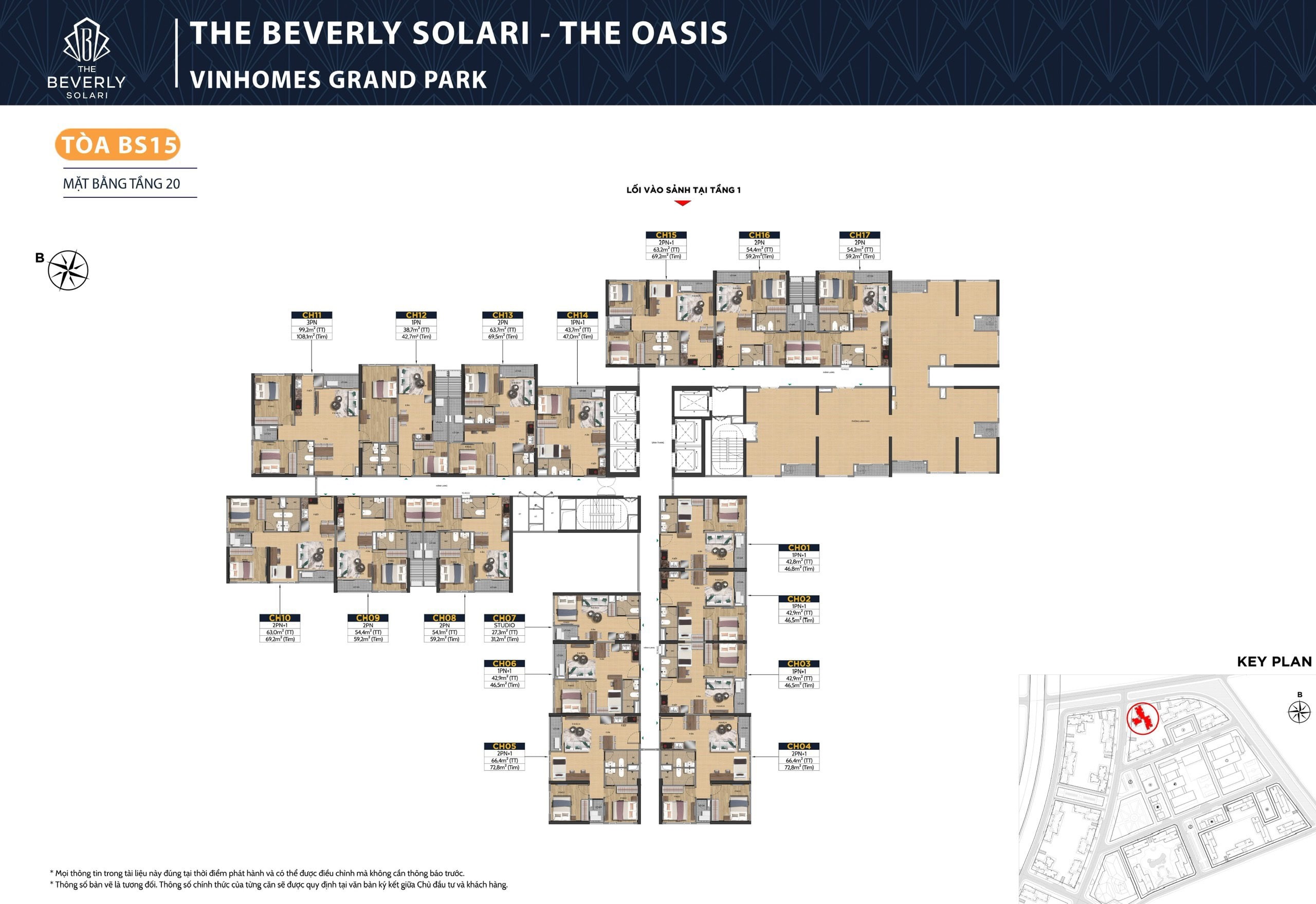 mặt bằng BS15 tầng 20 tòa The Oasis The beverly Solari
