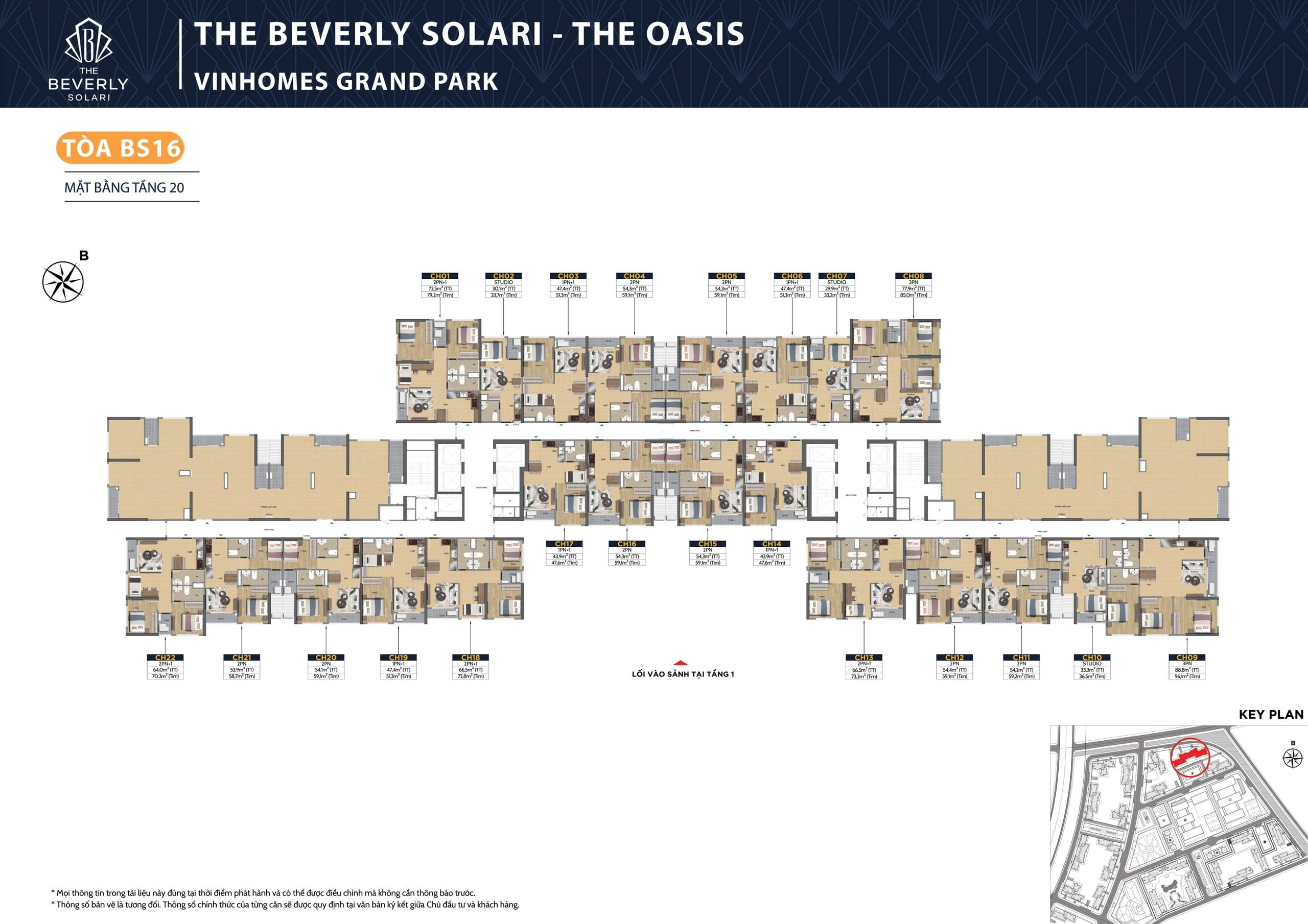 mặt bằng BS16 tầng 20 tòa The Oasis The beverly Solari