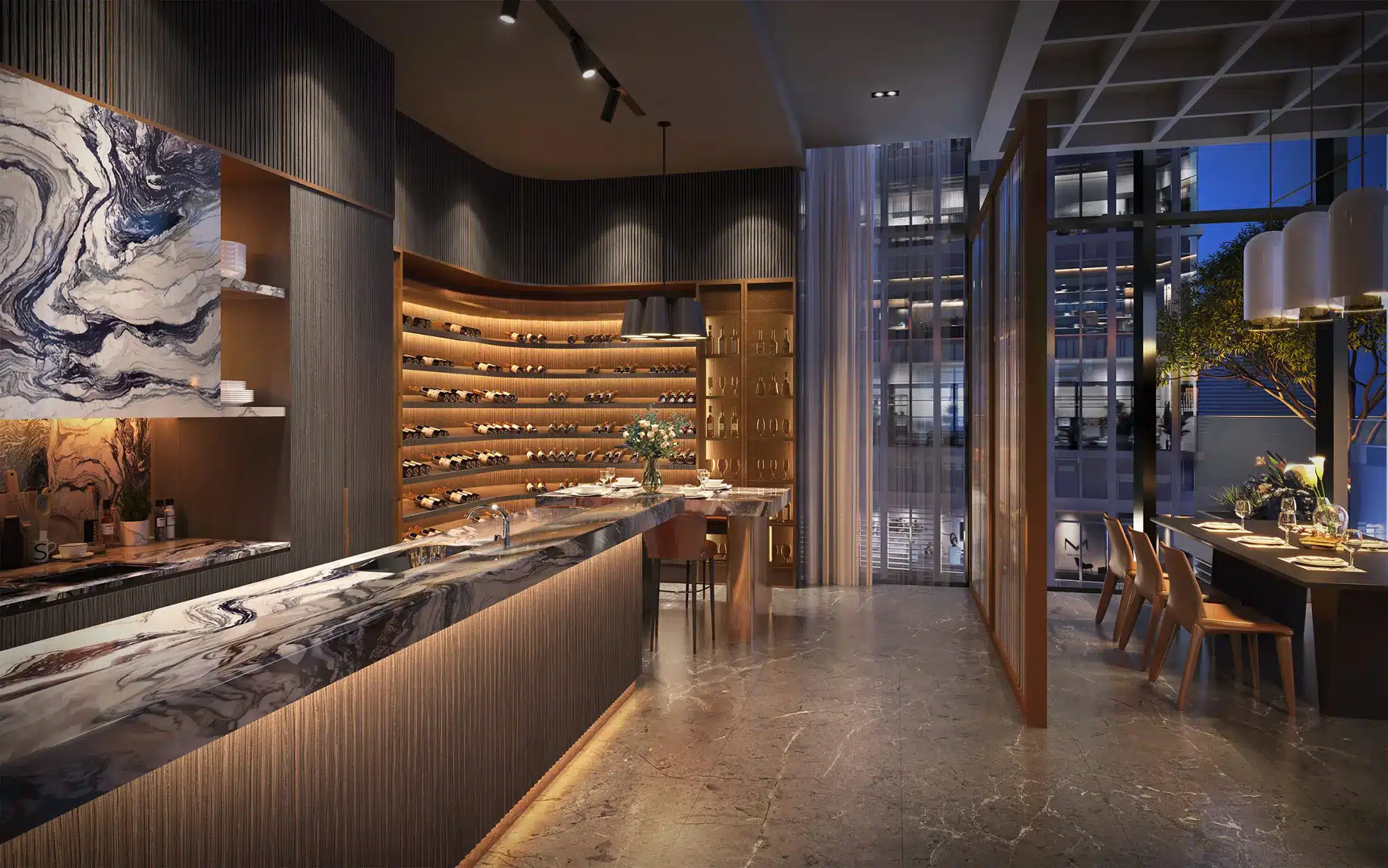 Tiện ích Không gian ẩm thực sang trọng tại căn hộ The OpusK Residence thuộc dự án The Metropole Thủ Thiêm