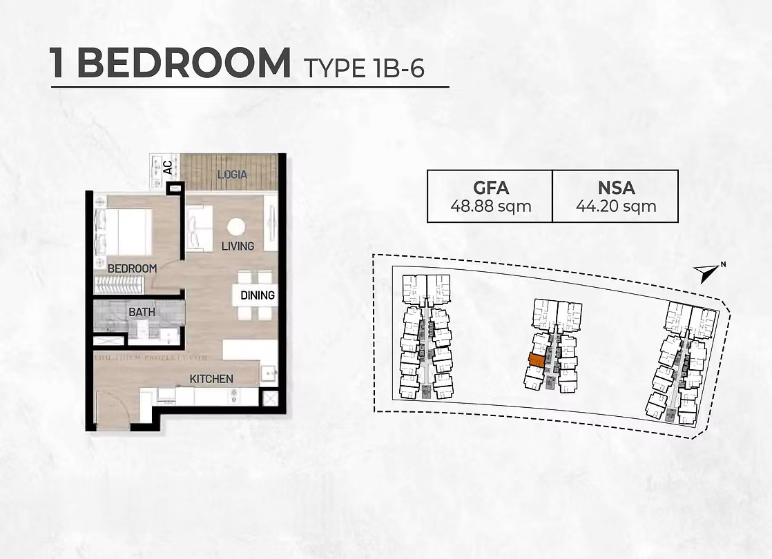Layout thiết kế căn hộ 1 phòng ngủ