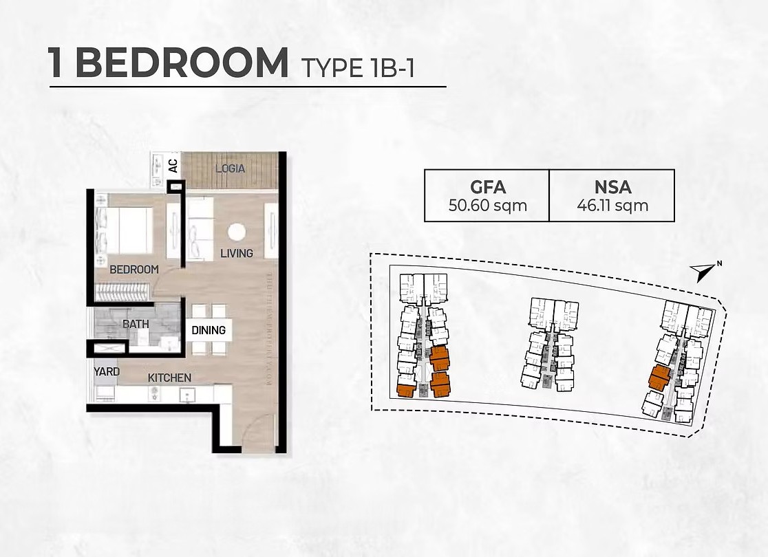 Layout thiết kế căn hộ 1 phòng ngủ