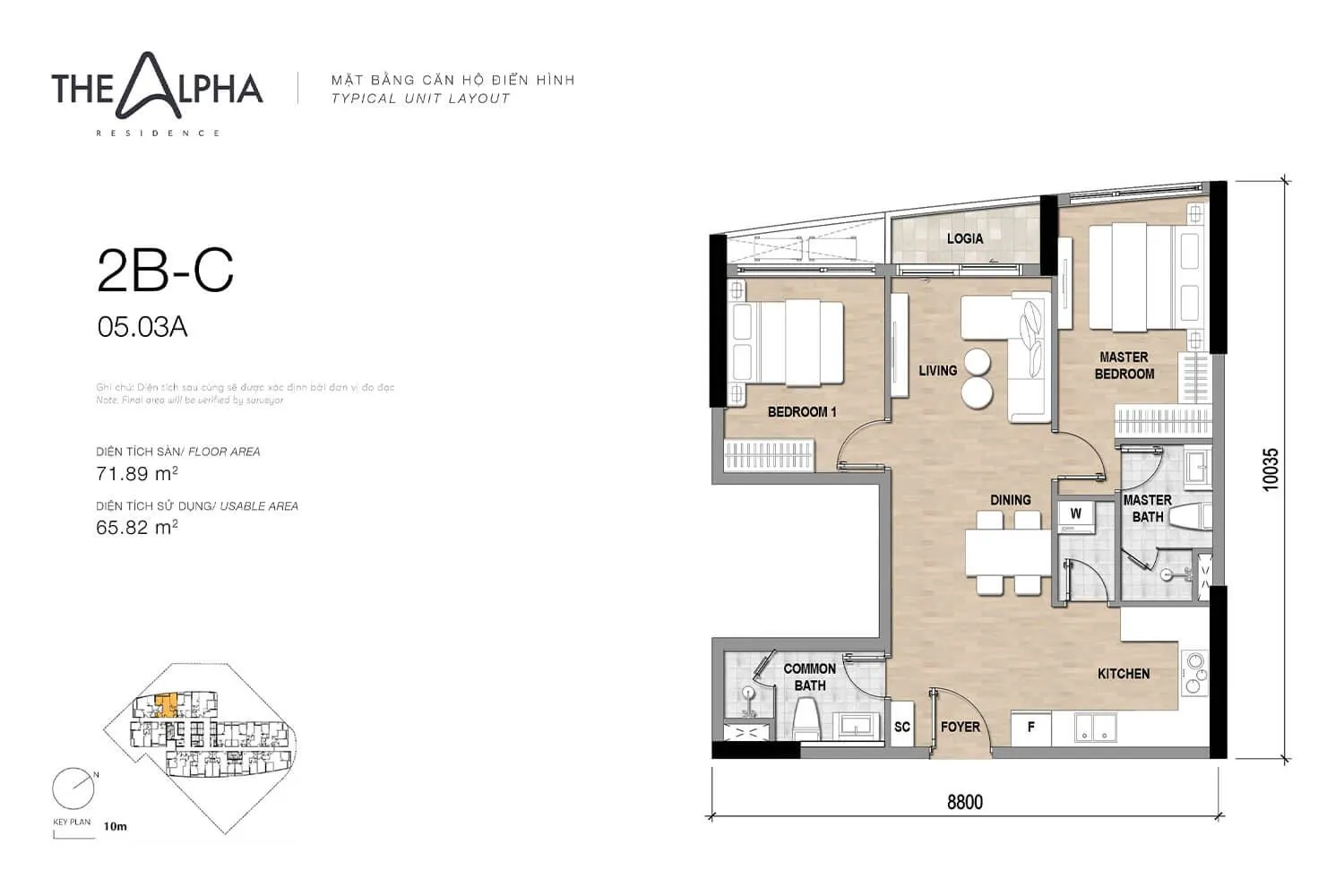 layout thiết kế căn hộ 2 phòng ngủ the alpha residence